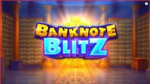 Tampilan visual mesin slot Banknote Blitz dengan tema brankas bank mewah
